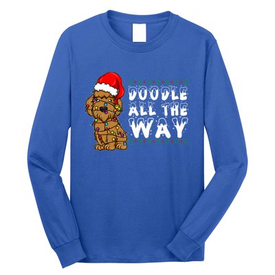 Doodle All The Way Goldendoodle Santa Hat Christmas Gift Long Sleeve Shirt