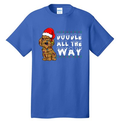 Doodle All The Way Goldendoodle Santa Hat Christmas Gift Tall T-Shirt