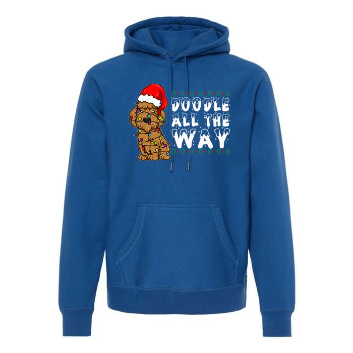 Doodle All The Way Goldendoodle Santa Hat Christmas Gift Premium Hoodie