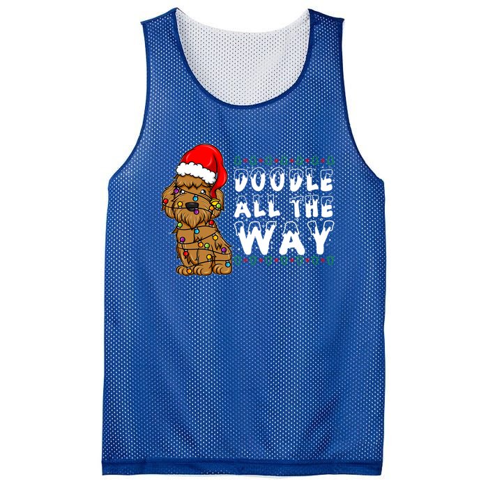 Doodle All The Way Goldendoodle Santa Hat Christmas Gift Mesh Reversible Basketball Jersey Tank