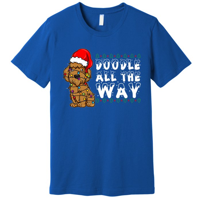 Doodle All The Way Goldendoodle Santa Hat Christmas Gift Premium T-Shirt