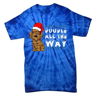 Doodle All The Way Goldendoodle Santa Hat Christmas Gift Tie-Dye T-Shirt