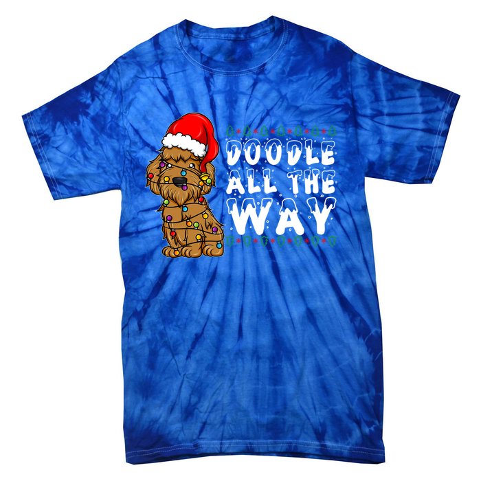 Doodle All The Way Goldendoodle Santa Hat Christmas Gift Tie-Dye T-Shirt