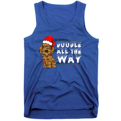 Doodle All The Way Goldendoodle Santa Hat Christmas Gift Tank Top