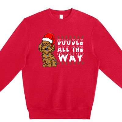 Doodle All The Way Goldendoodle Santa Hat Christmas Gift Premium Crewneck Sweatshirt