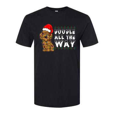 Doodle All The Way Goldendoodle Santa Hat Christmas Gift Softstyle CVC T-Shirt