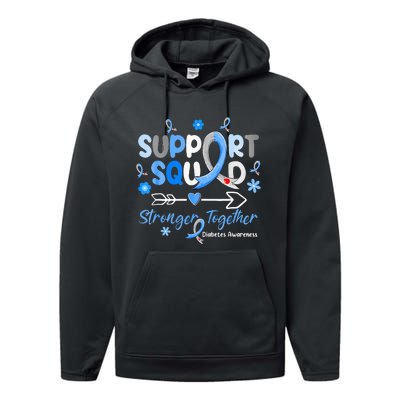 Diabetes Awareness Type 1 2 Kids Support Squad Performance Fleece Hoodie