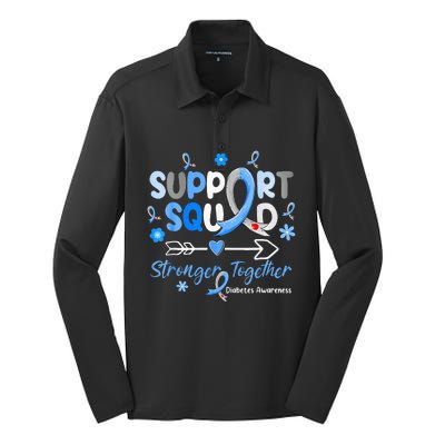 Diabetes Awareness Type 1 2 Kids Support Squad Silk Touch Performance Long Sleeve Polo