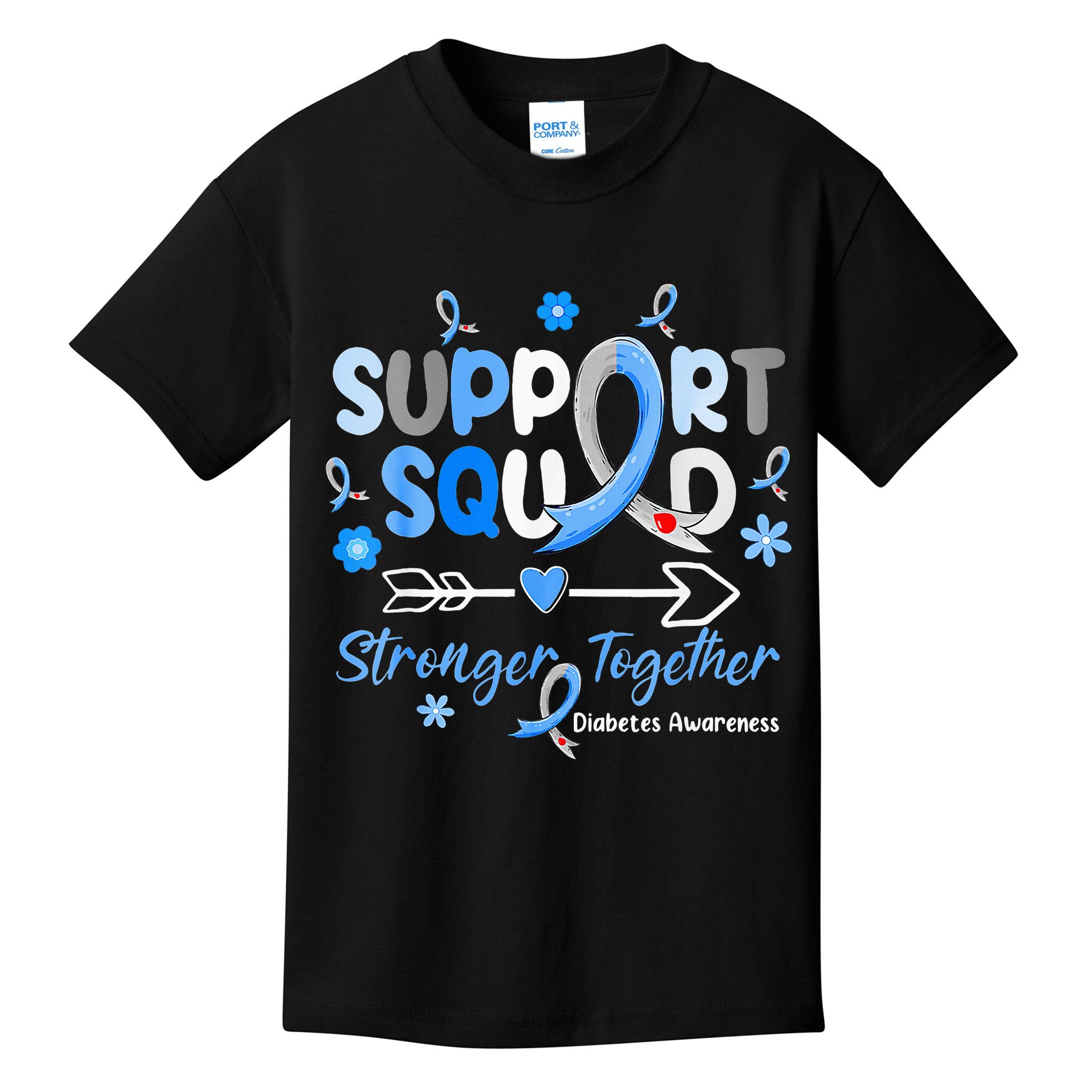 Diabetes Awareness Type 1 2 Kids Support Squad Kids T-Shirt