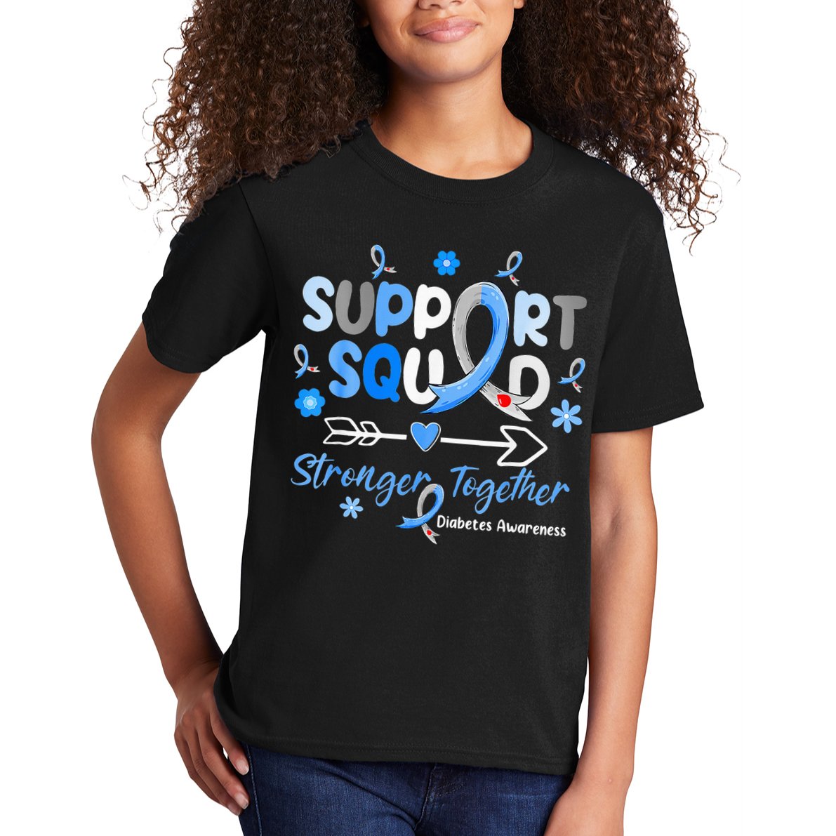 Diabetes Awareness Type 1 2 Kids Support Squad Kids T-Shirt