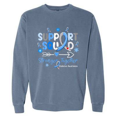 Diabetes Awareness Type 1 2 Kids Support Squad Garment-Dyed Sweatshirt