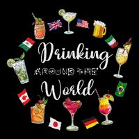 Drinking Around The World Vacation Drinking Showcase Flat Bill Trucker Hat