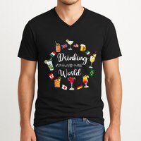 Drinking Around The World Vacation Drinking Showcase V-Neck T-Shirt