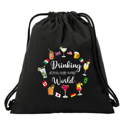 Drinking Around The World Vacation Drinking Showcase Drawstring Bag