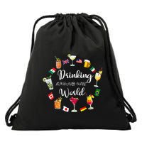 Drinking Around The World Vacation Drinking Showcase Drawstring Bag