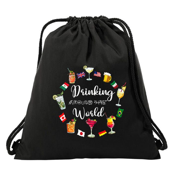 Drinking Around The World Vacation Drinking Showcase Drawstring Bag