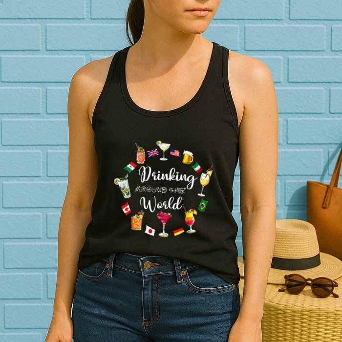 Drinking Around The World Vacation Drinking Showcase Womens Tank Top