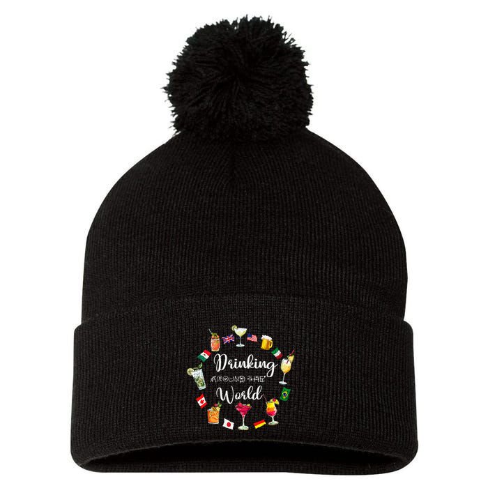 Drinking Around The World Vacation Drinking Showcase Pom Pom 12in Knit Beanie