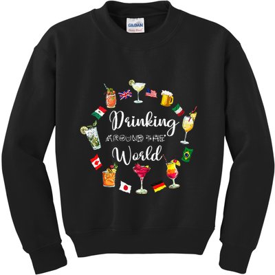 Drinking Around The World Vacation Drinking Showcase Kids Sweatshirt