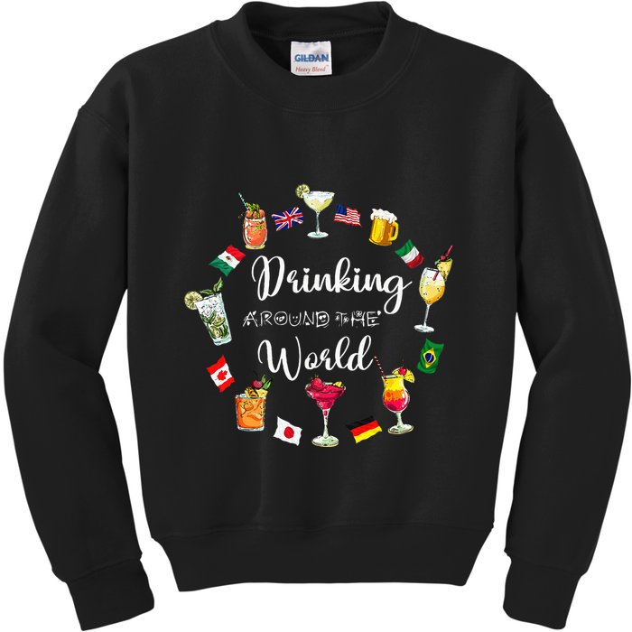Drinking Around The World Vacation Drinking Showcase Kids Sweatshirt