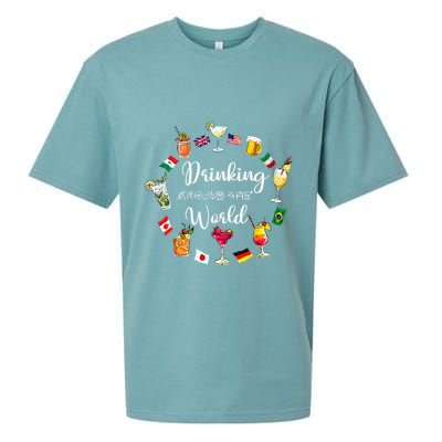 Drinking Around The World Vacation Drinking Showcase Sueded Cloud Jersey T-Shirt
