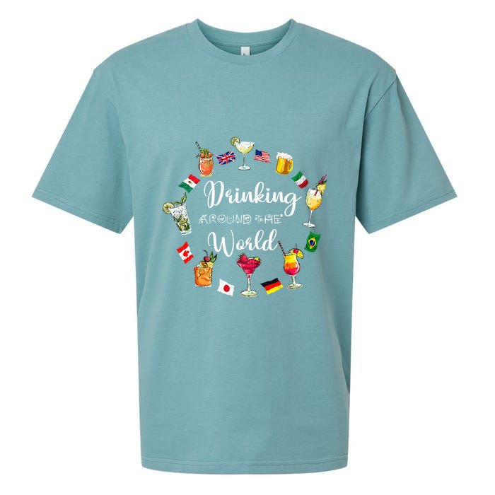 Drinking Around The World Vacation Drinking Showcase Sueded Cloud Jersey T-Shirt