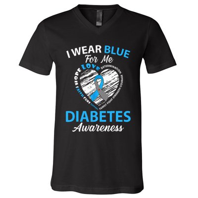 Diabetes Awareness Type 1 2 In November We Wear Blue V-Neck T-Shirt