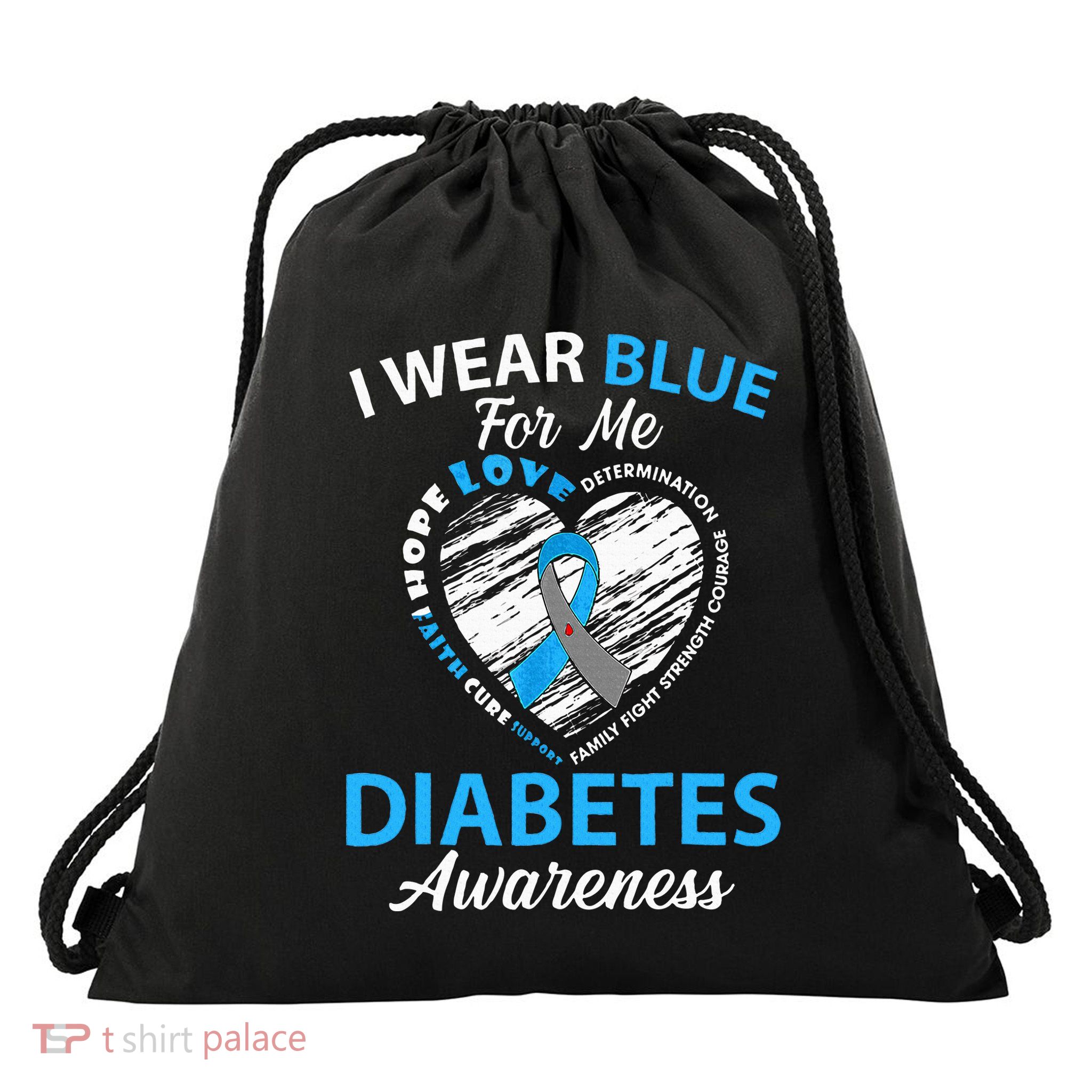Diabetes Awareness Type 1 2 In November We Wear Blue Drawstring Bag