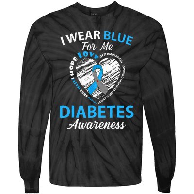 Diabetes Awareness Type 1 2 In November We Wear Blue Tie-Dye Long Sleeve Shirt