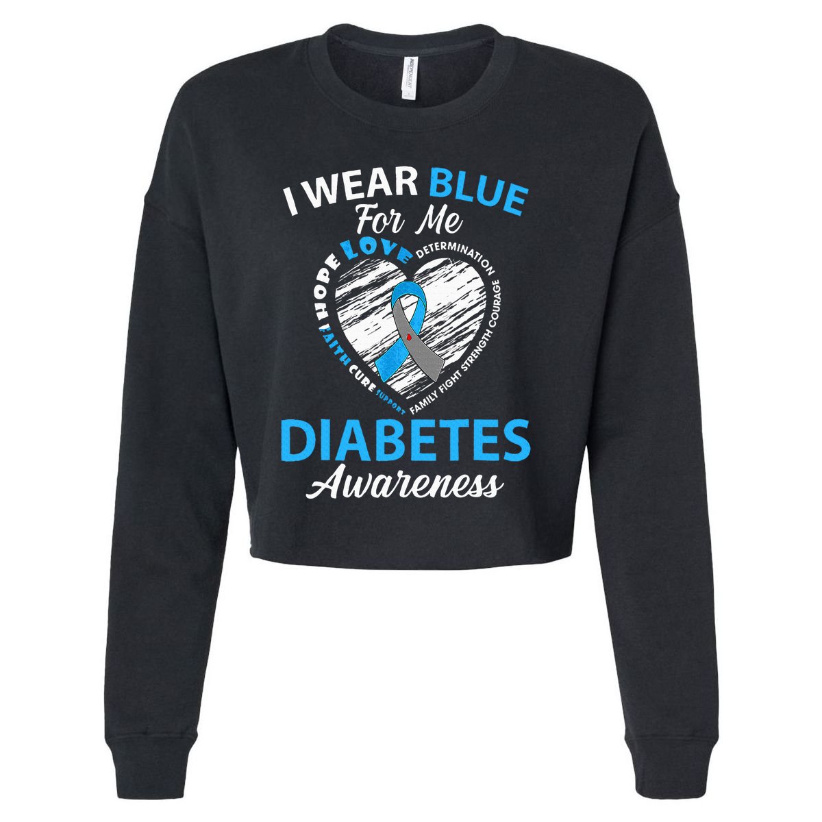 Diabetes Awareness Type 1 2 In November We Wear Blue Cropped Pullover Crew
