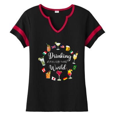 Drinking Around The World Vacation Drinking Showcase Ladies Halftime Notch Neck Tee