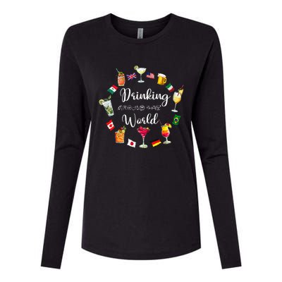 Drinking Around The World Vacation Drinking Showcase Womens Cotton Relaxed Long Sleeve T-Shirt