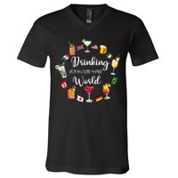 Drinking Around The World Vacation Drinking Showcase V-Neck T-Shirt