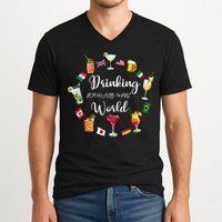 Drinking Around The World Vacation Drinking Showcase V-Neck T-Shirt