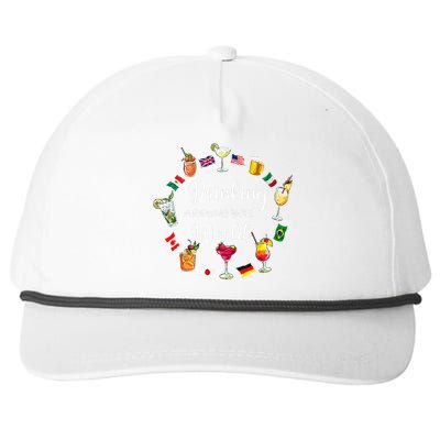 Drinking Around The World Vacation Drinking Showcase Snapback Five-Panel Rope Hat