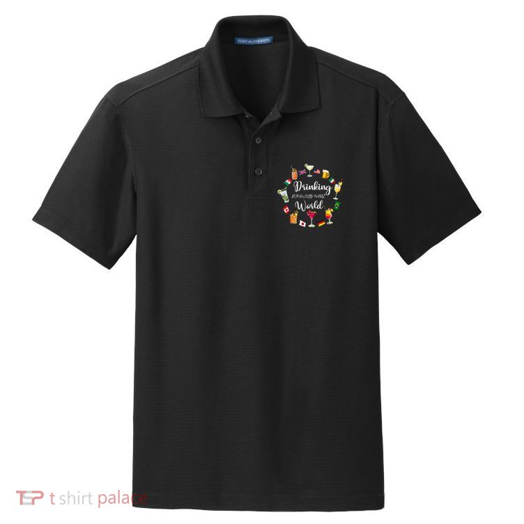 Drinking Around The World Vacation Drinking Showcase Dry Zone Grid Polo