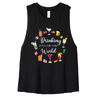 Drinking Around The World Vacation Drinking Showcase Women's Racerback Cropped Tank