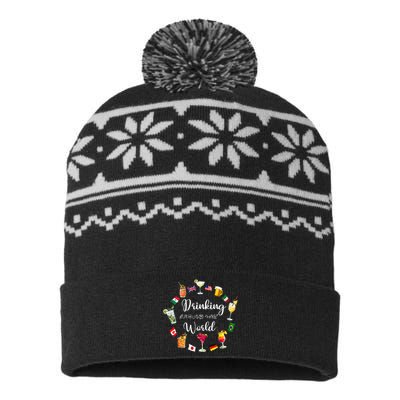 Drinking Around The World Vacation Drinking Showcase USA-Made Snowflake Beanie