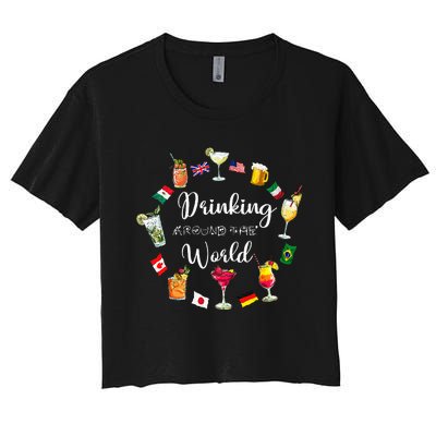 Drinking Around The World Vacation Drinking Showcase Women's Crop Top Tee