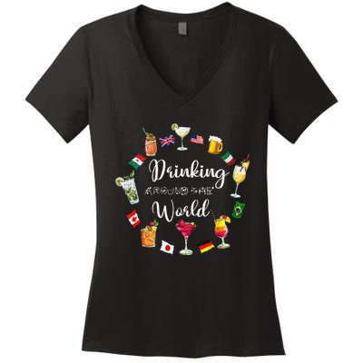 Drinking Around The World Vacation Drinking Showcase Women's V-Neck T-Shirt