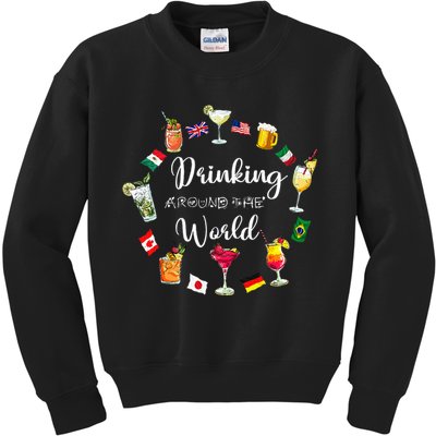 Drinking Around The World Vacation Drinking Showcase Kids Sweatshirt