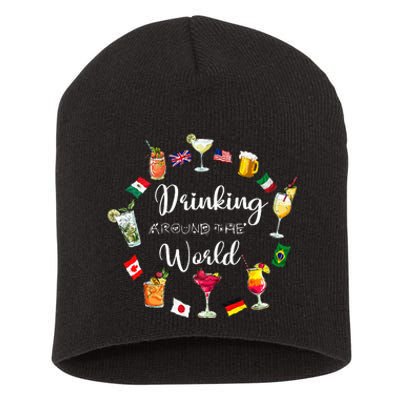 Drinking Around The World Vacation Drinking Showcase Short Acrylic Beanie