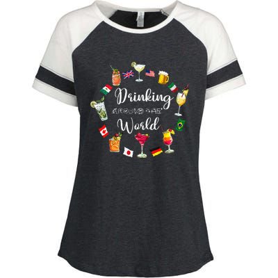 Drinking Around The World Vacation Drinking Showcase Enza Ladies Jersey Colorblock Tee