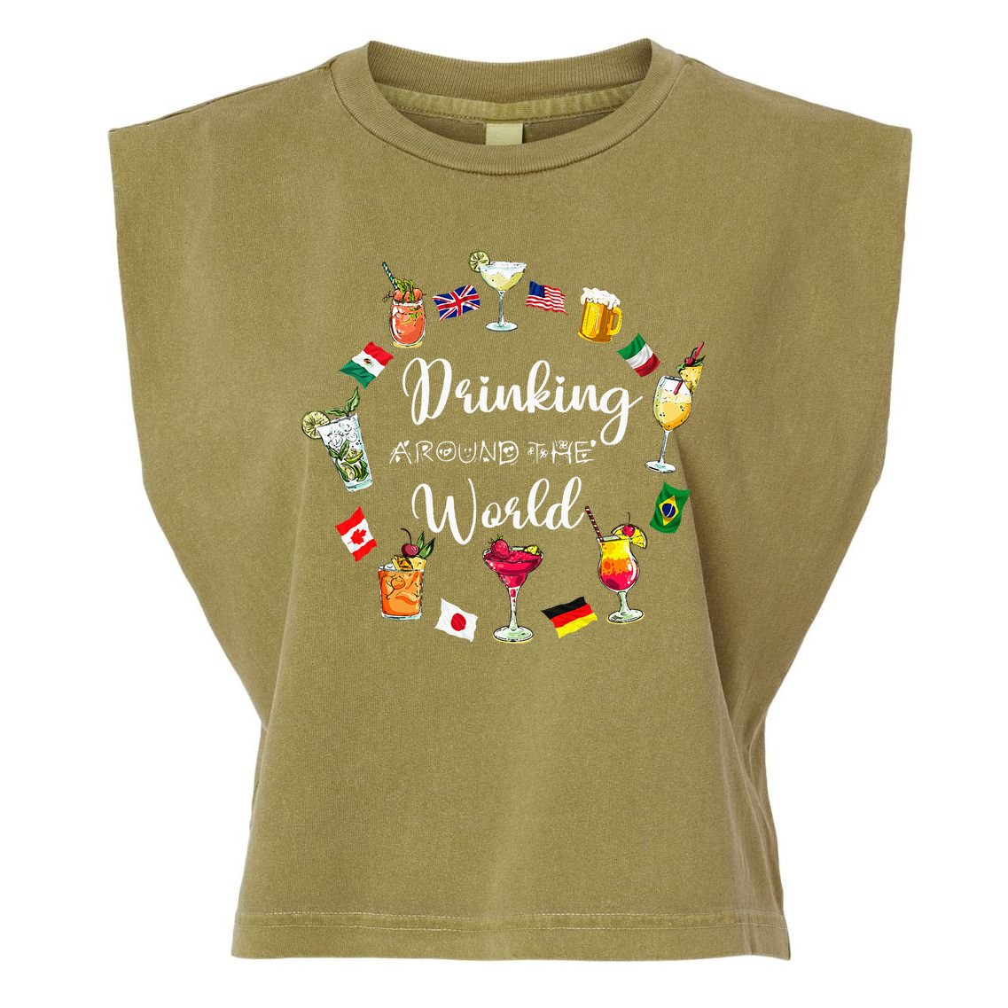 Drinking Around The World Vacation Drinking Showcase Garment-Dyed Women's Muscle Tee