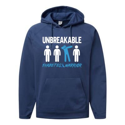 Diabetes Awareness Unbreakable Diabetes Warrior Great Gift Performance Fleece Hoodie