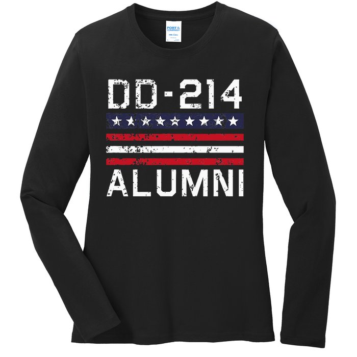 Dd214 Alumni Us Military Veteran Alumni Served Flag Ladies Long Sleeve Shirt