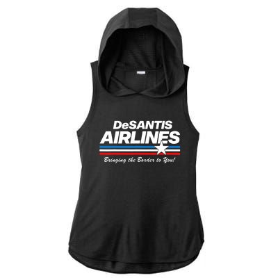 DeSantis Airlines US Flag Vintage Ladies PosiCharge Tri-Blend Wicking Draft Hoodie Tank