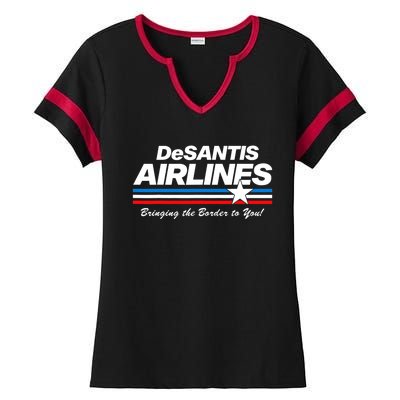 DeSantis Airlines US Flag Vintage Ladies Halftime Notch Neck Tee