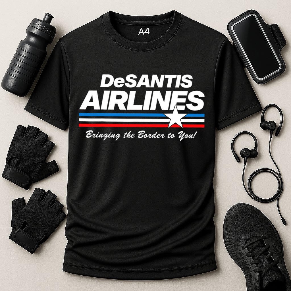 DeSantis Airlines US Flag Vintage Cooling Performance Crew T-Shirt