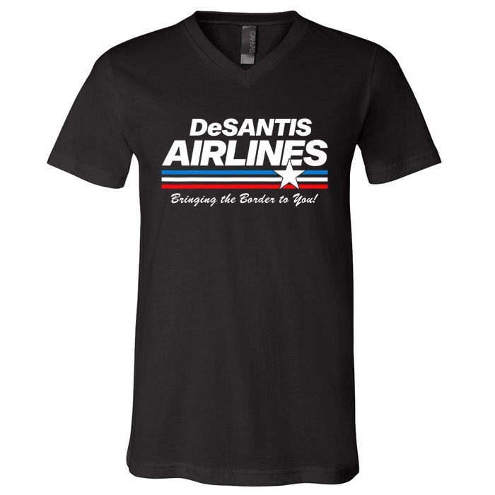 DeSantis Airlines US Flag Vintage V-Neck T-Shirt